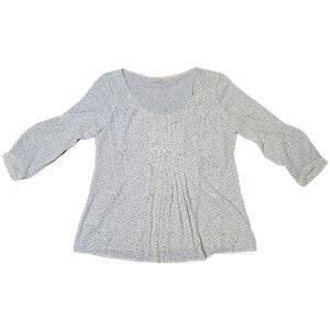 LOFT‎ White Polka Dot 3/4 Sleeve Blouse Top Career Casual Elegant Women Large(J)